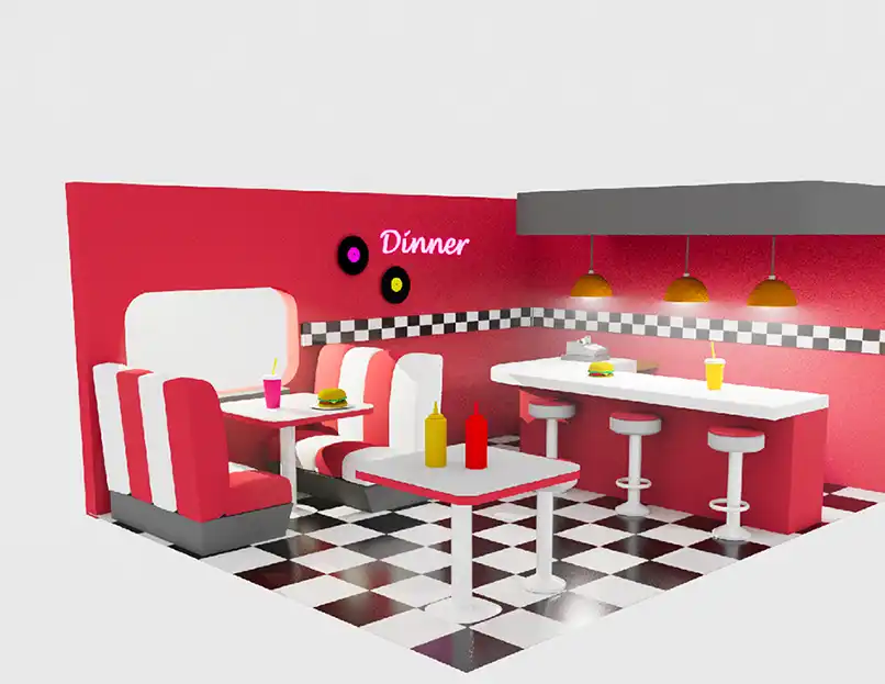 Projet modélisation 3d dinner vintage